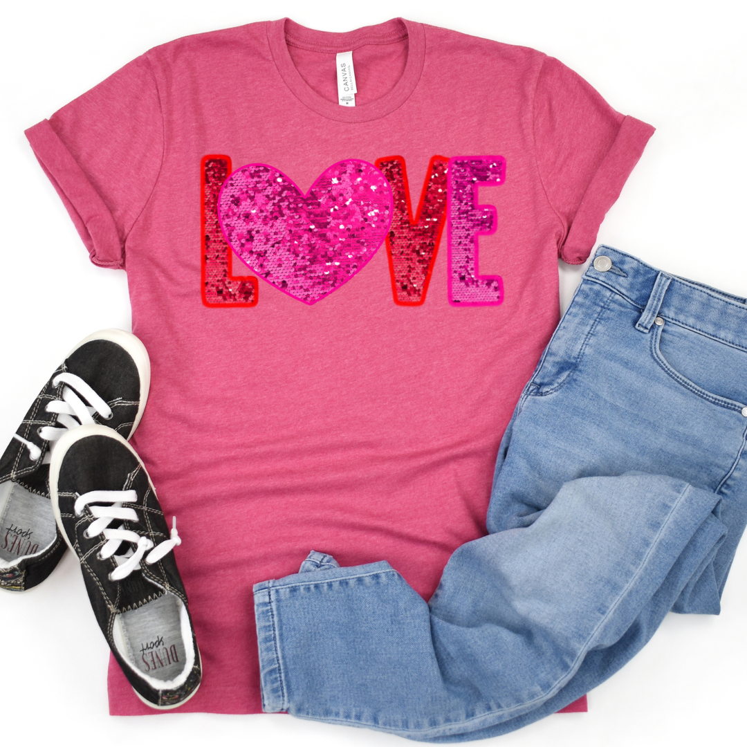Love Sequin DTF Transfer