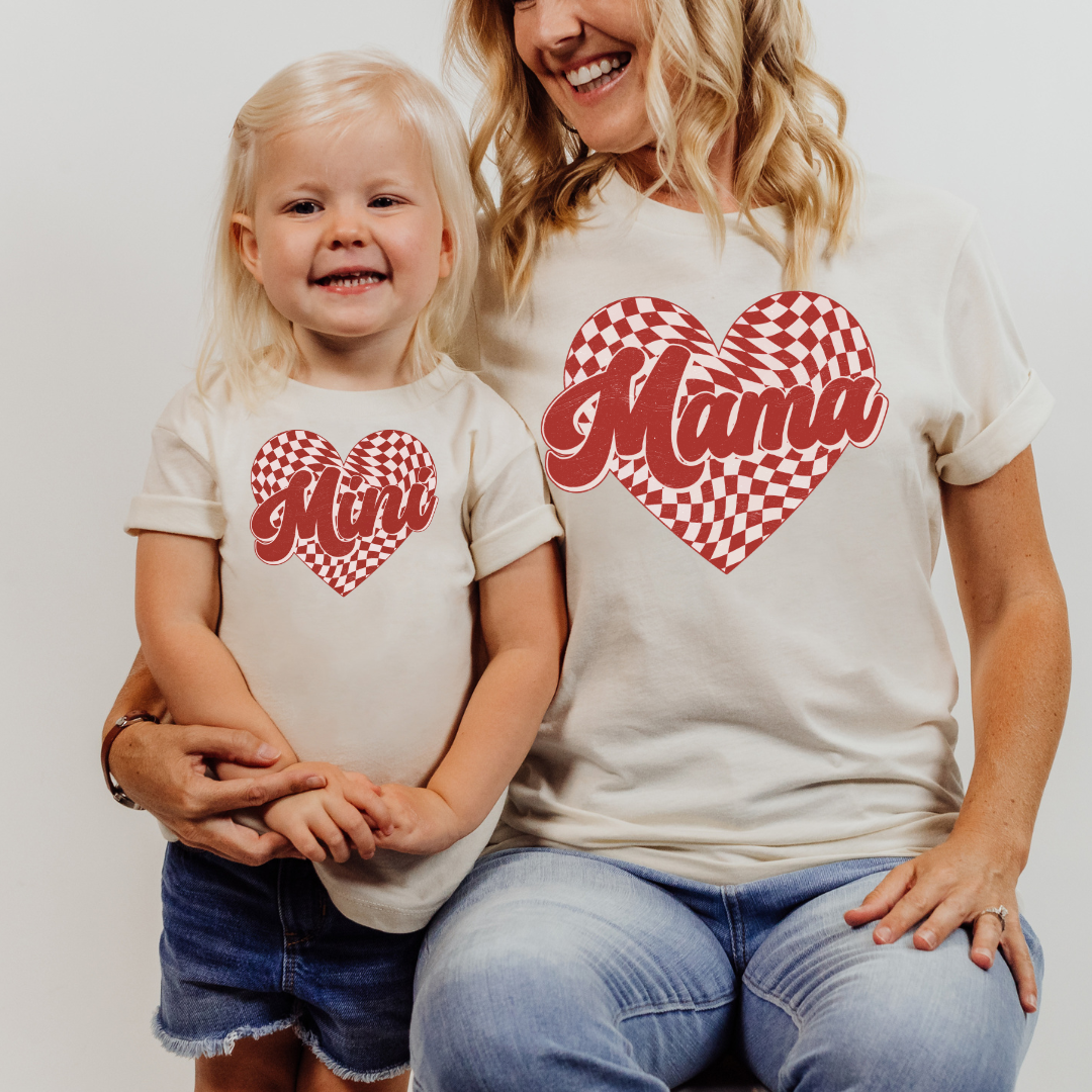 Mama Mini Matching Hearts DTF Transfer