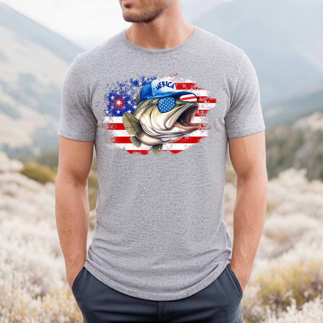 Merica Bass Flag DTF