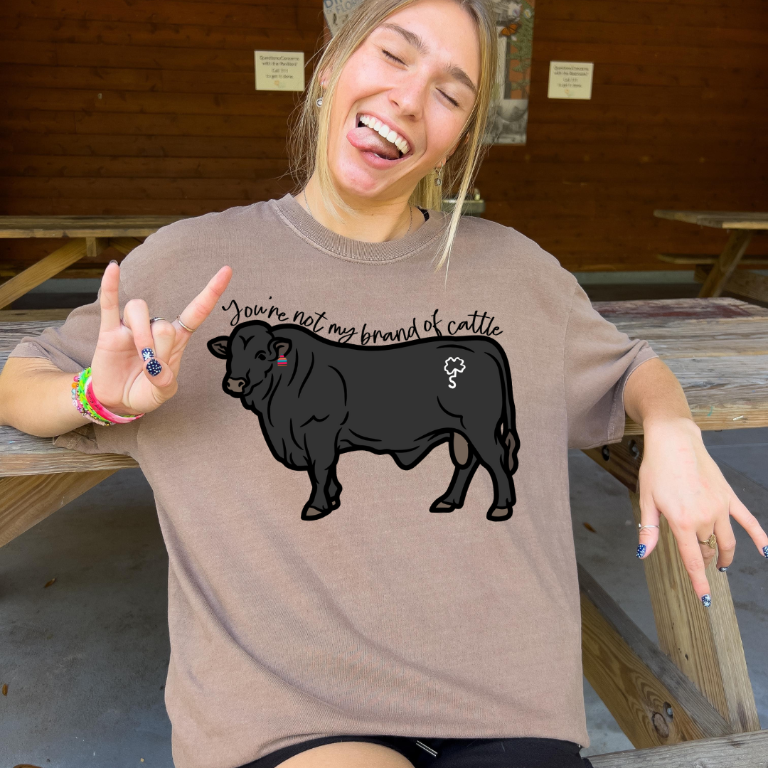Not My Brand Of Cattle Black Cow DTF Transfer