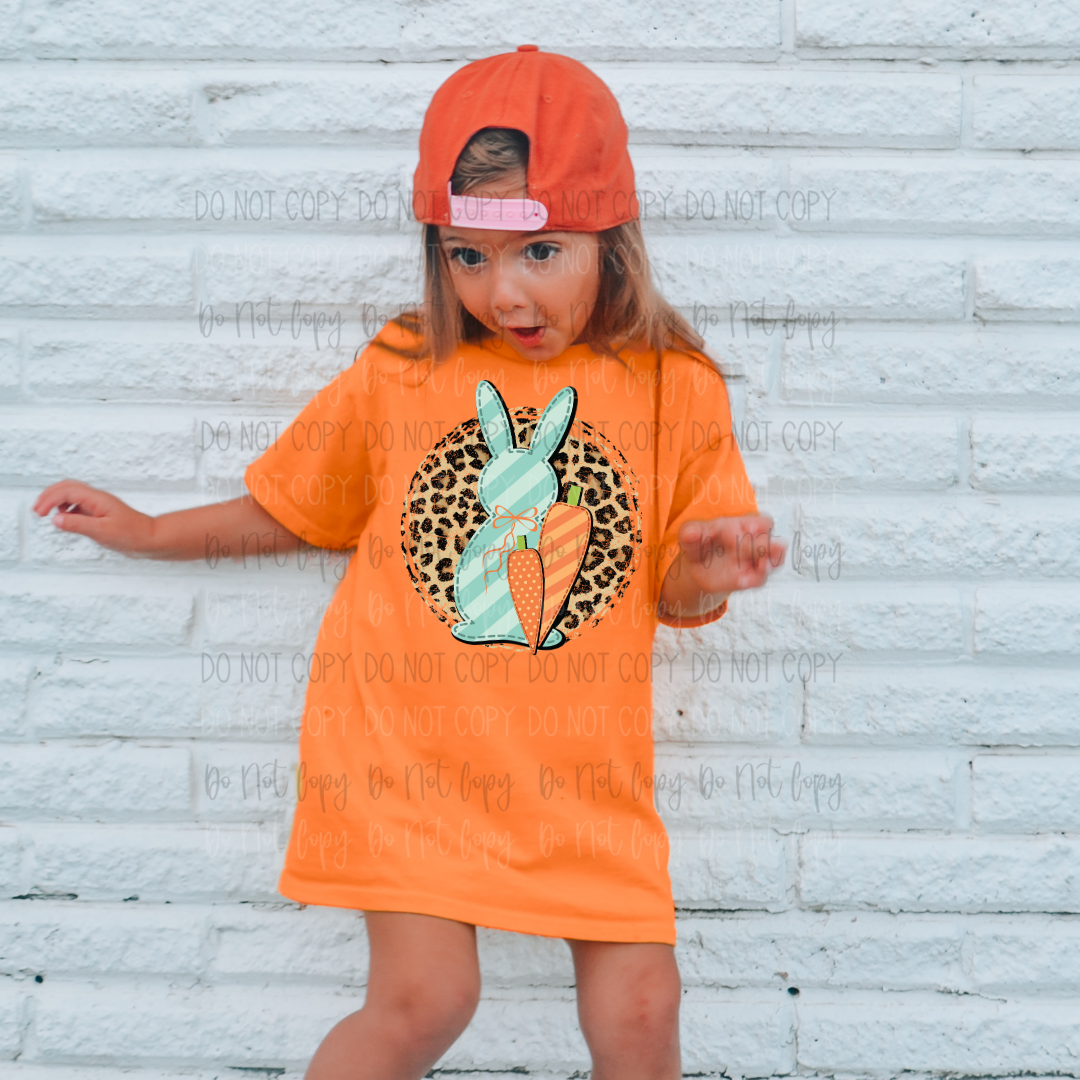 Orange Leopard Bunny DTF Transfer