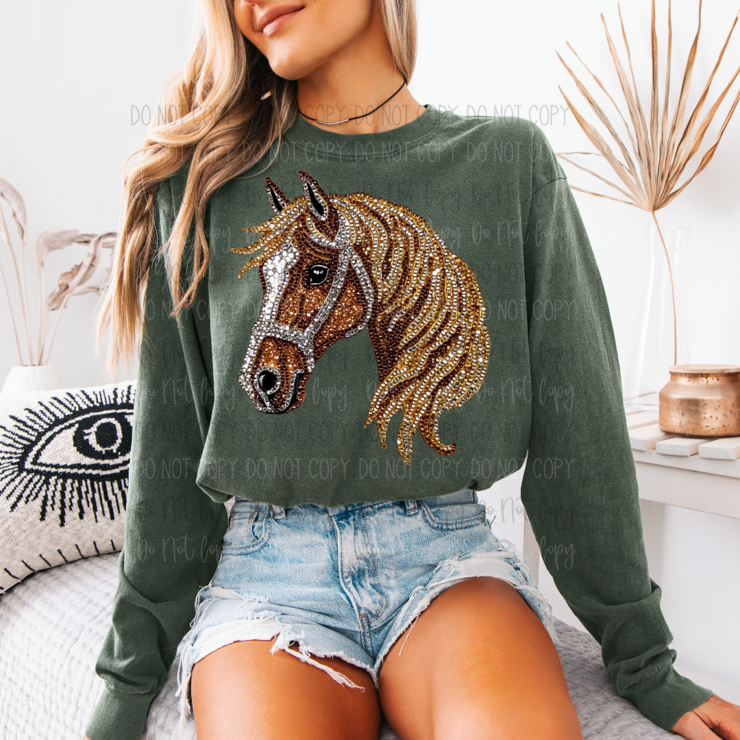 Rhinestone Horse DTF Transfer