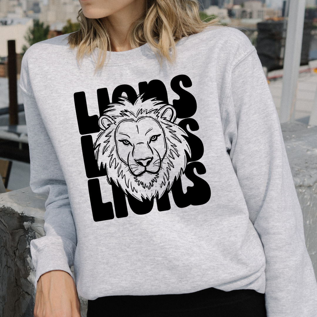 Lions Black Mascot DTF