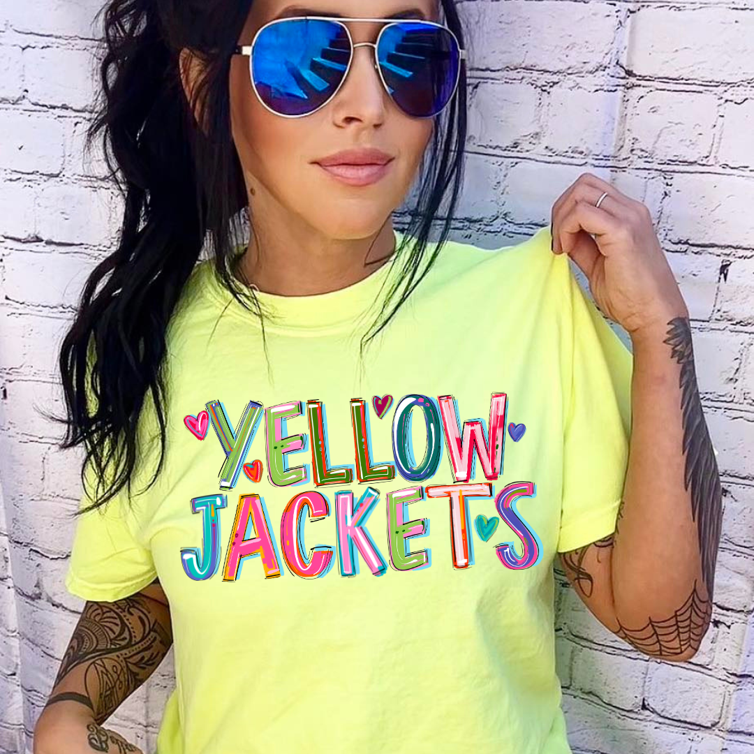 Cheery Doodle Yellow Jackets DTF Transfers