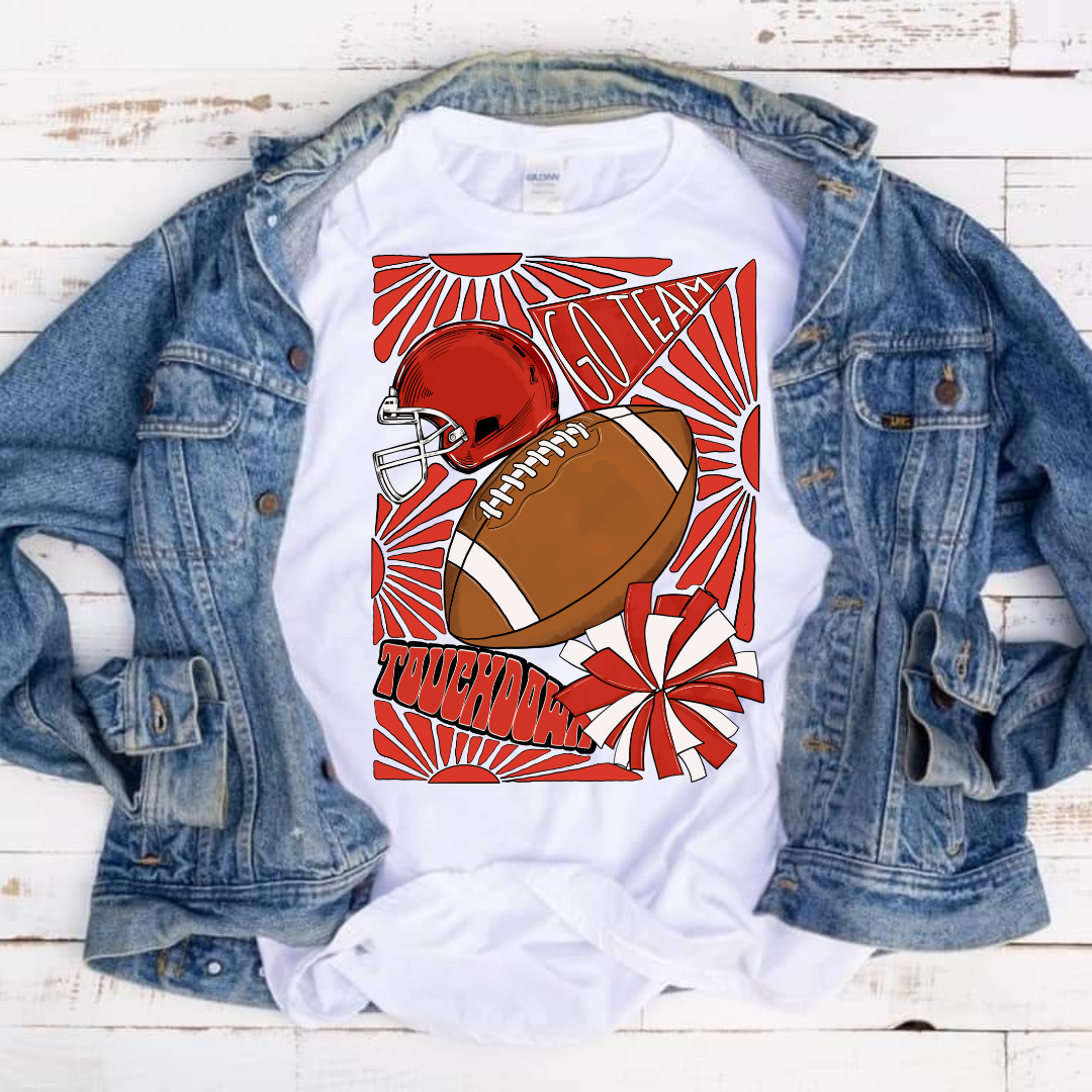 Red Football Retro DTF Transfer