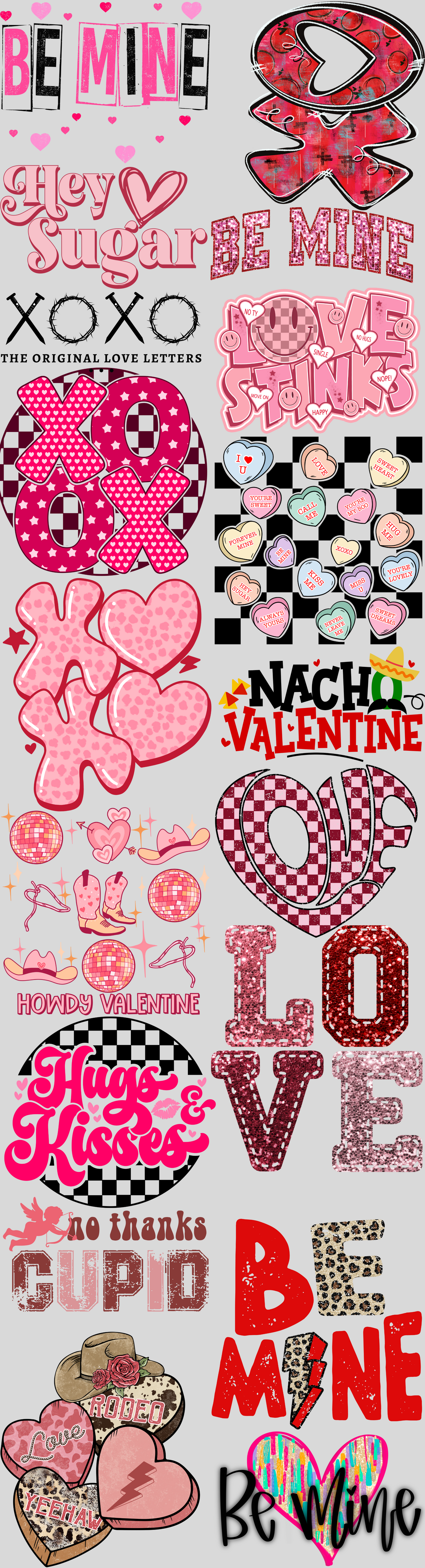 Valentine's Day THEMED #1 83" Gang Sheet