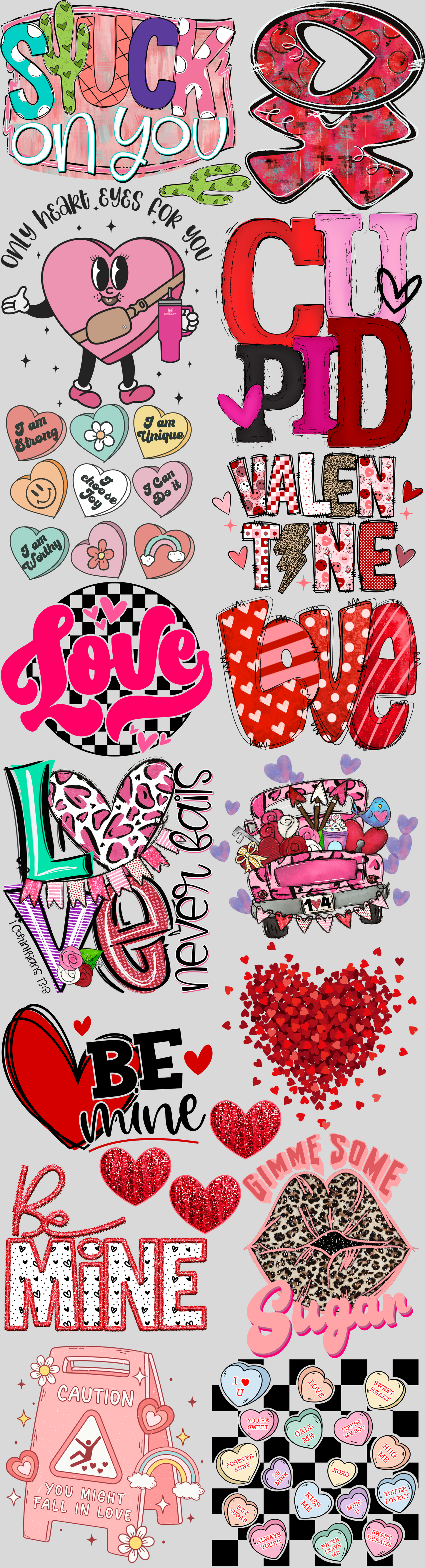 Valentine's Day THEMED #2 83" Gang Sheet