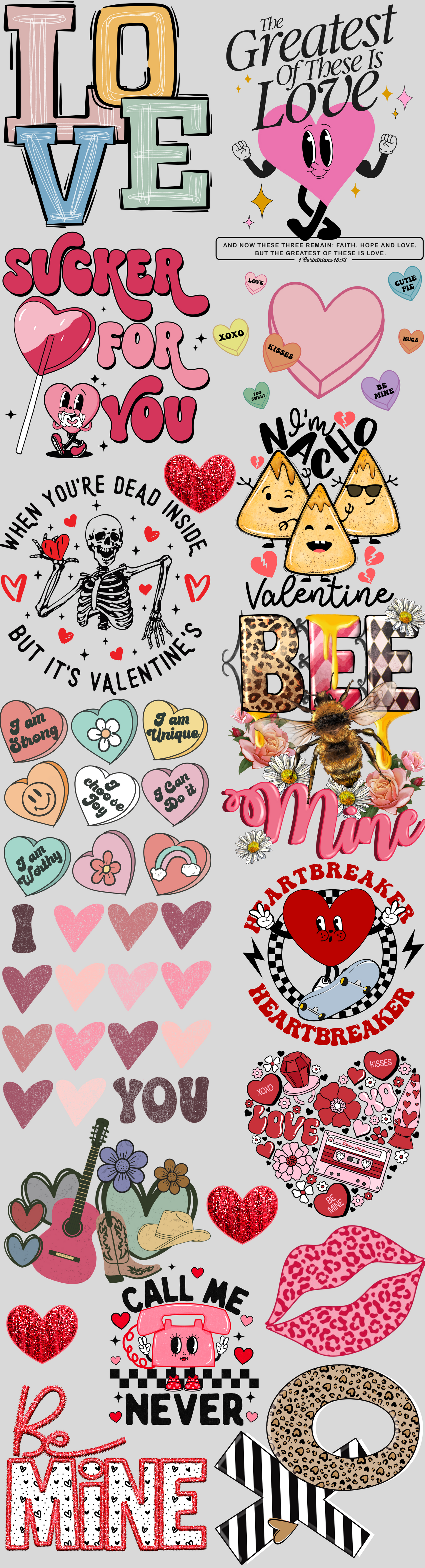 Valentine's Day THEMED #5 83" Gang Sheet
