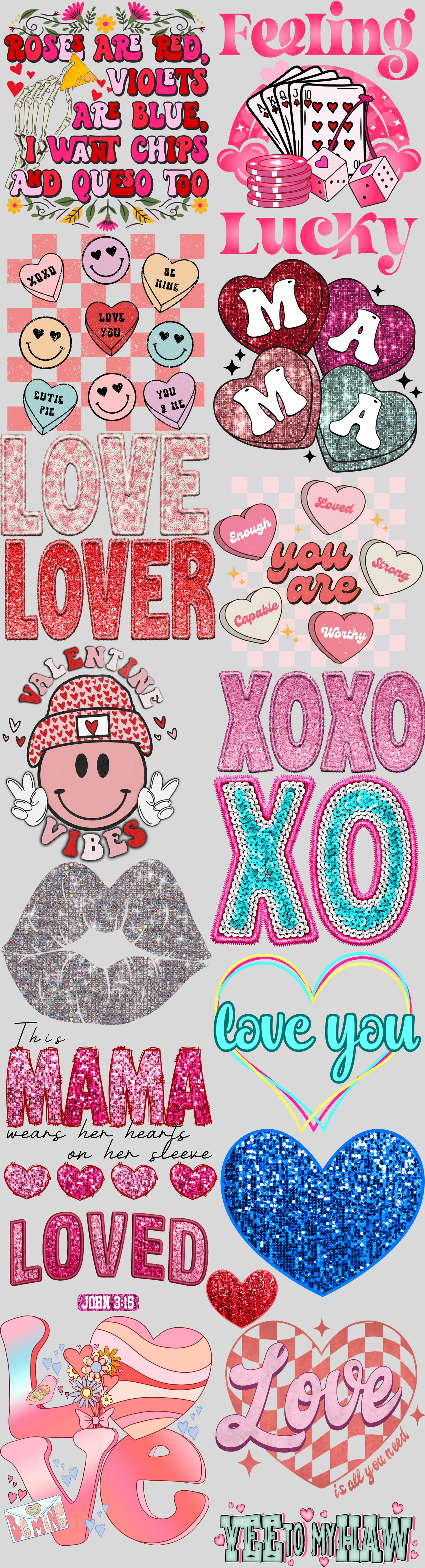 Valentine's Day THEMED #6 83" Gang Sheet