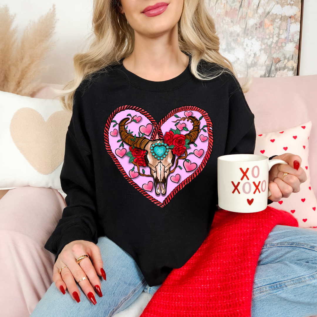 Western Skull Heart DTF Transfer