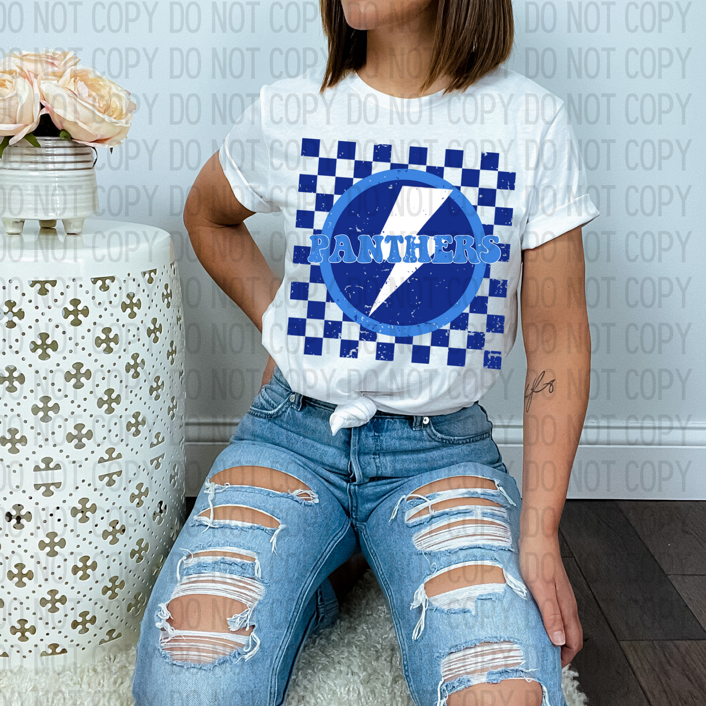 Panthers Checkered Bolt DTF