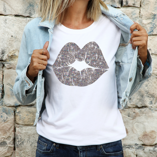 Silver Sequin Kiss DTF