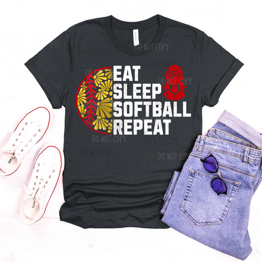 Eat Sleep Softball DTF Transfer