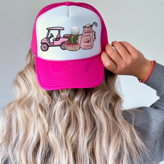 Pink Preppy Golf Hat Patch Collage