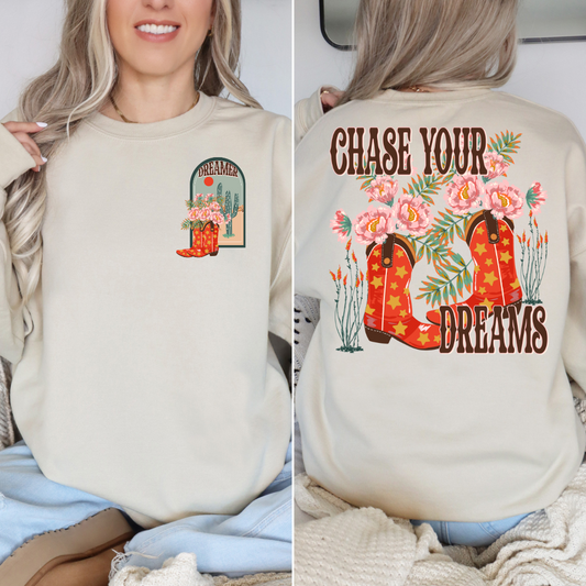 *Western Chase Your Dreams Front Back DTF Transfer