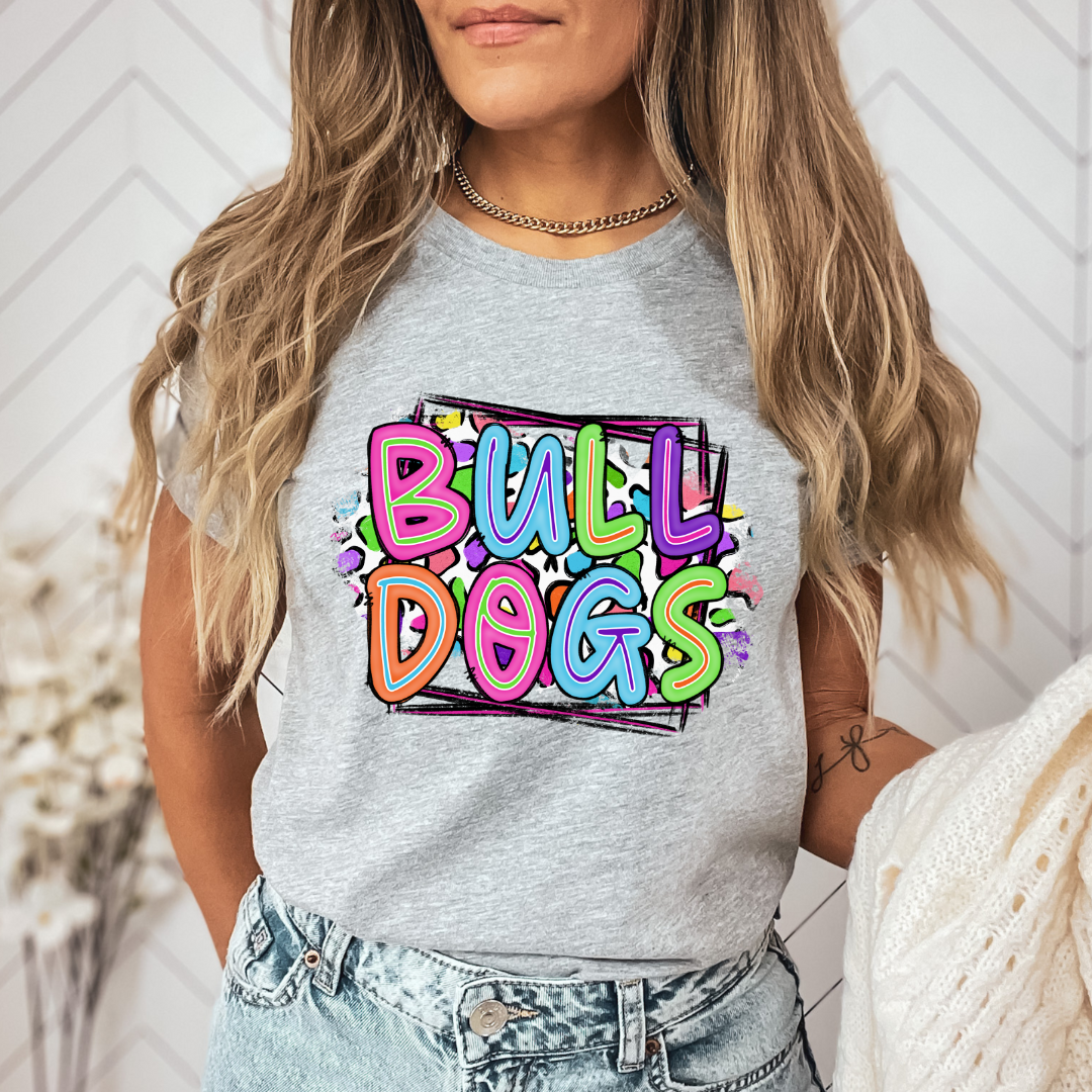 Bulldogs Vibrant Doodle Letters DTF