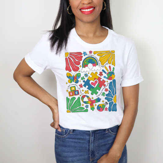 Autism Rainbow Collage DTF Transfer