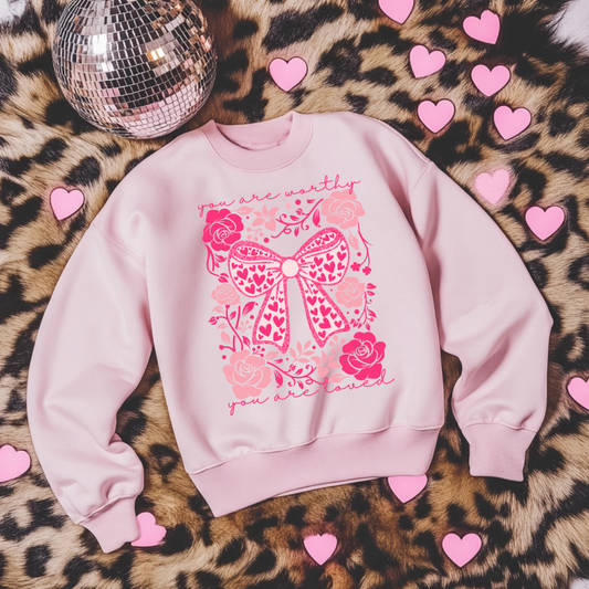 You Are Worthy You Are Loved Bow DTF Transfer