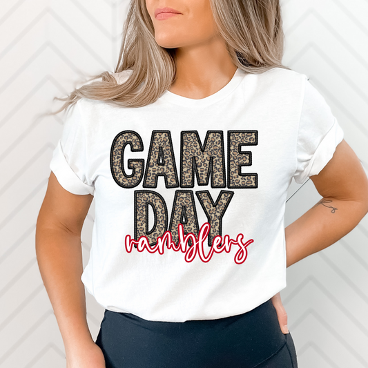 Black Game Day Ramblers Faux Embroidery DTF