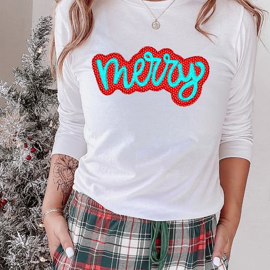 Red and Turquoise Merry Christmas DTF