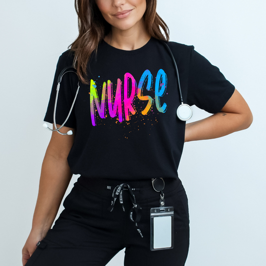 Nurse Neon Splatter DTF Transfer