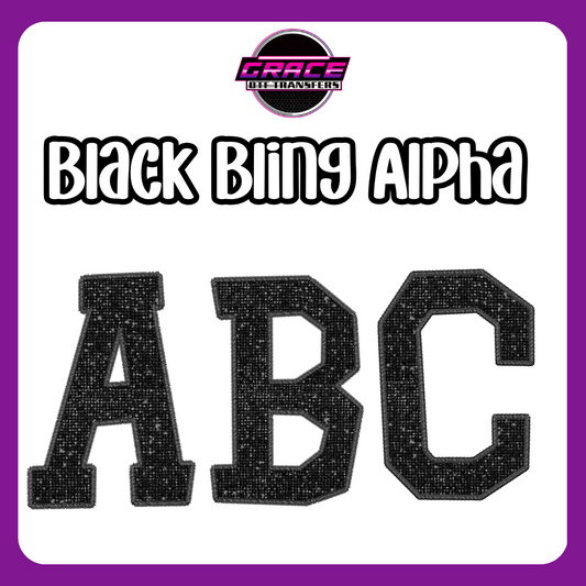 Black Bling Alpha Word DTF