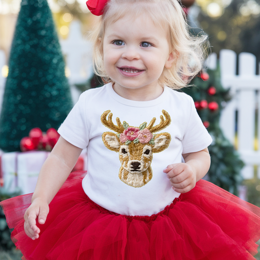 French Knot Reindeer DTF Transfer
