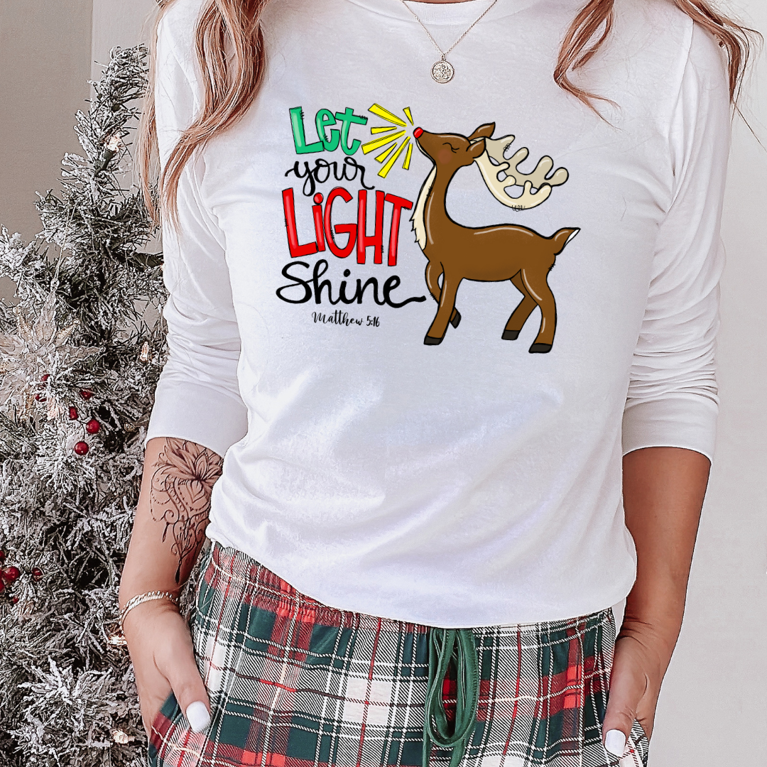 Let Your Light Shine Reindeer DTF