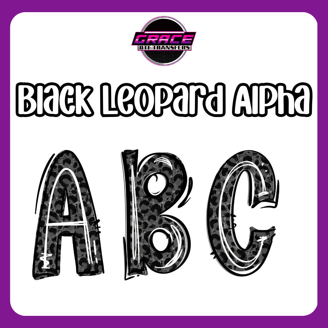 *Black Leopard Alpha Word DTF