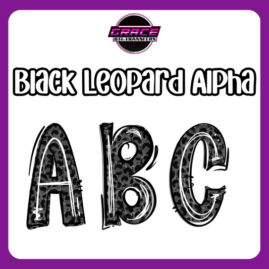 Black Leopard Alpha Word DTF