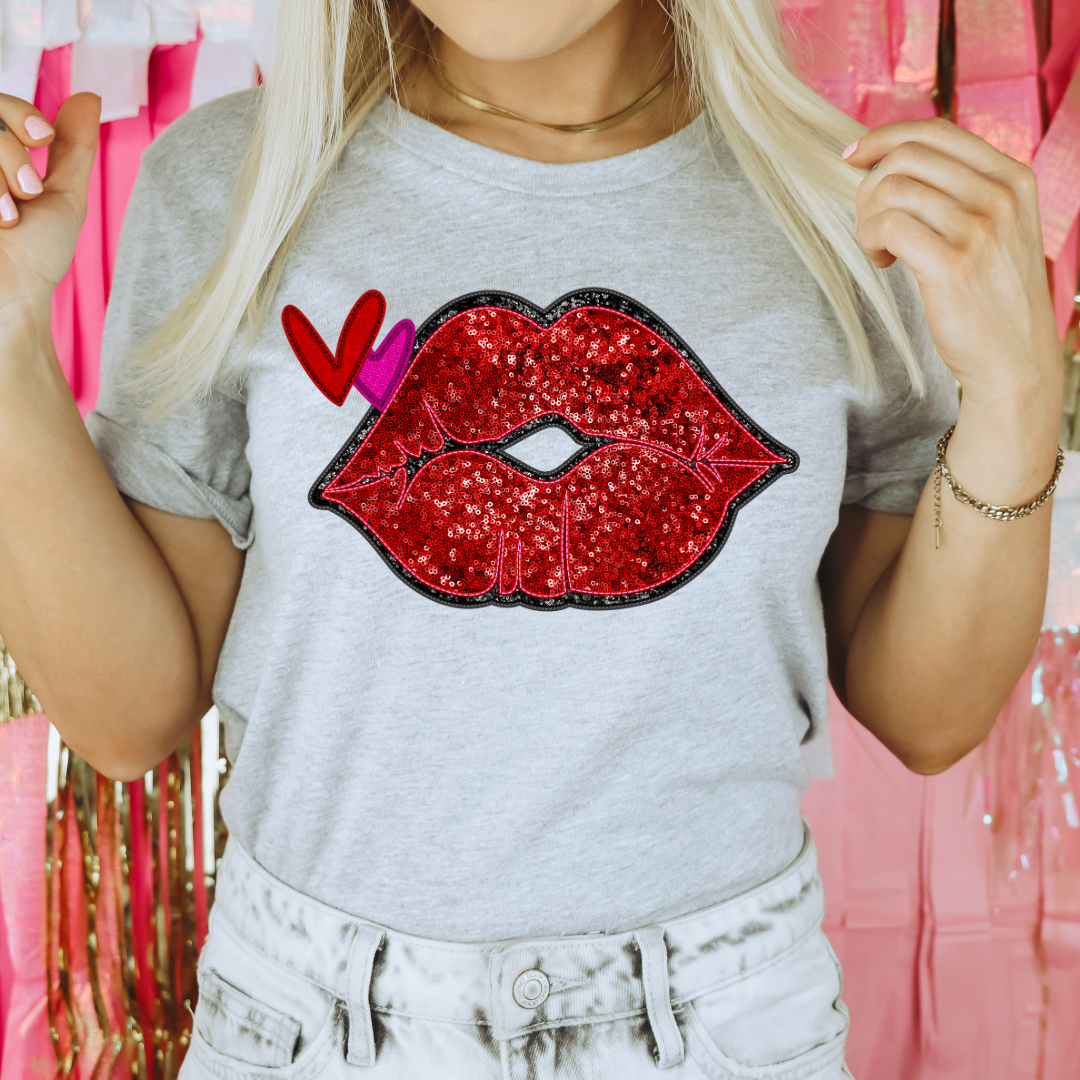 Faux Sequin Kiss Lips DTF