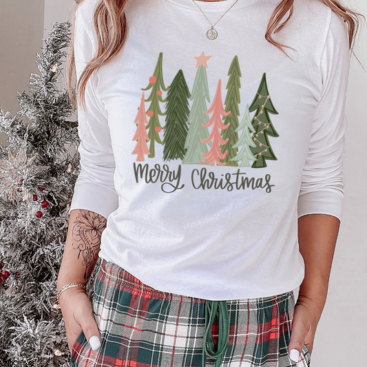 Boho Pink Christmas Trees DTF