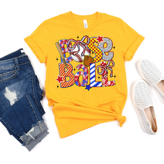 Baseball Red Blue Neons DTF Transfer