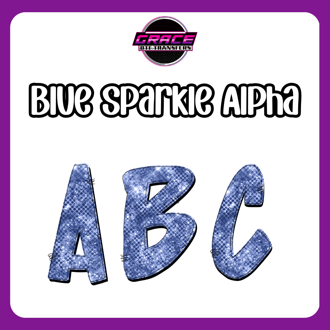 *Blue Sparkle Alpha Word DTF