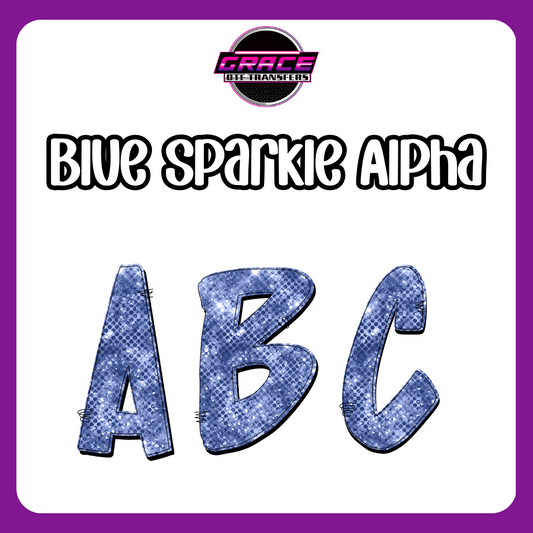 Blue Sparkle Alpha Word DTF