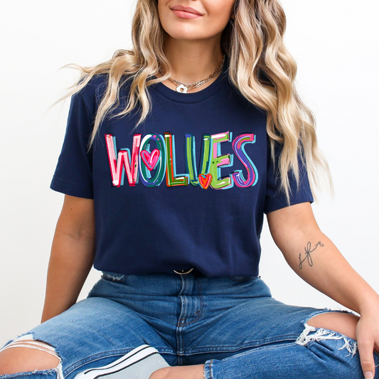 Cheery Doodle Wolves DTF Transfers