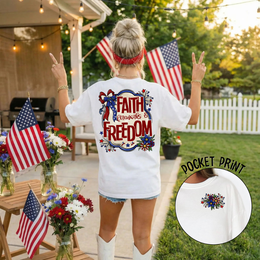 Faith Fireworks Freedom DTF Transfer