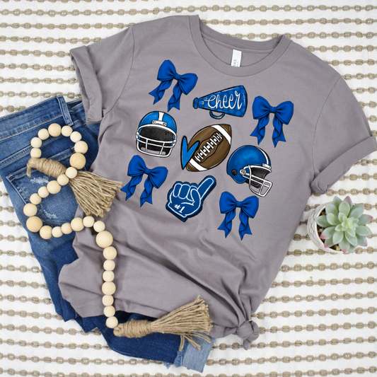 Blue Bow Cheer Collage DTF Transfer