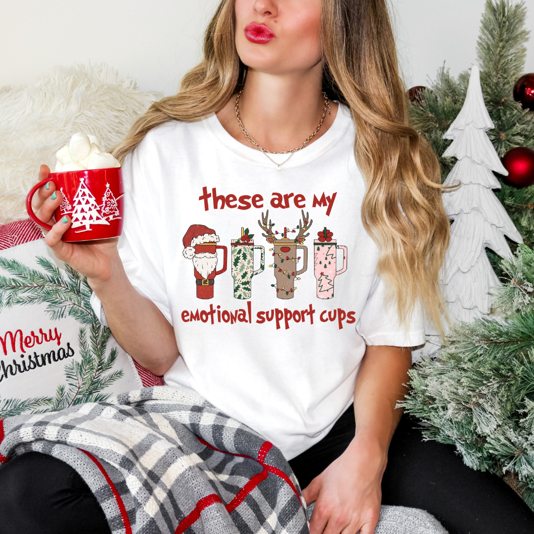 Emotional Support Christmas Cups DTF Transfer