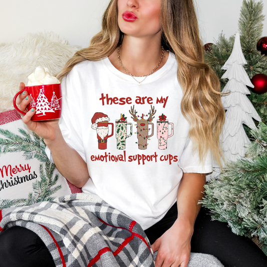 Emotional Support Christmas Cups DTF Transfer