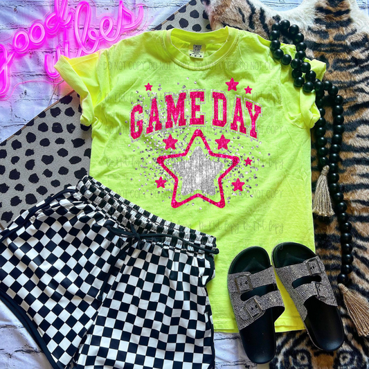 Pink Sparkle Game Day Star DTF Transfer