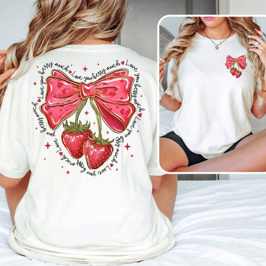 *Strawberry Coquette Valentines Front Back DTF Transfer