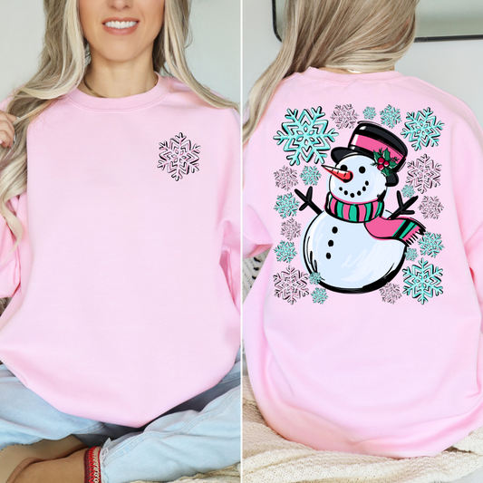 Pastel Snowman Front Back DTF Transfer