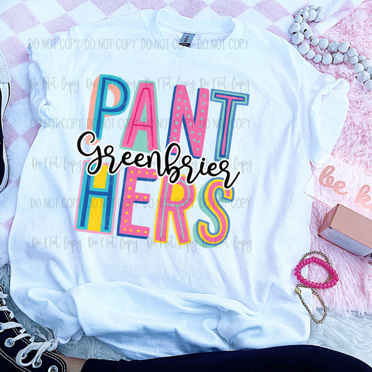 Greenbrier Panthers Pastel DTF Transfer