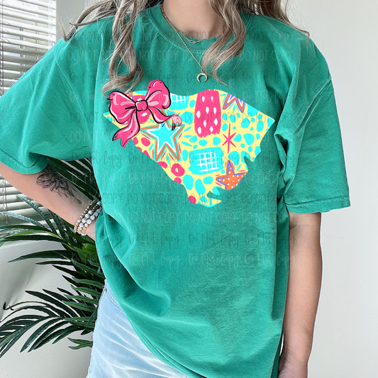 Spring Scribbles Bow State DTF Transfer