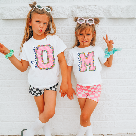 *Pink Floral Prepster Name DTF Transfer