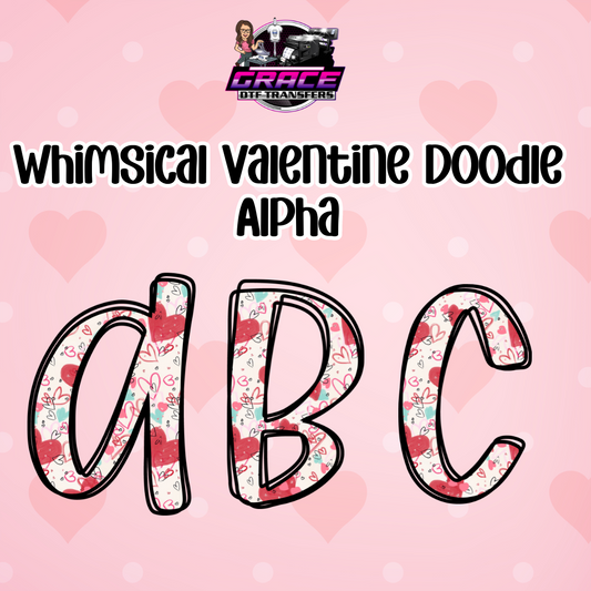 Whimsical Valentine Doodle Alpha Word DTF