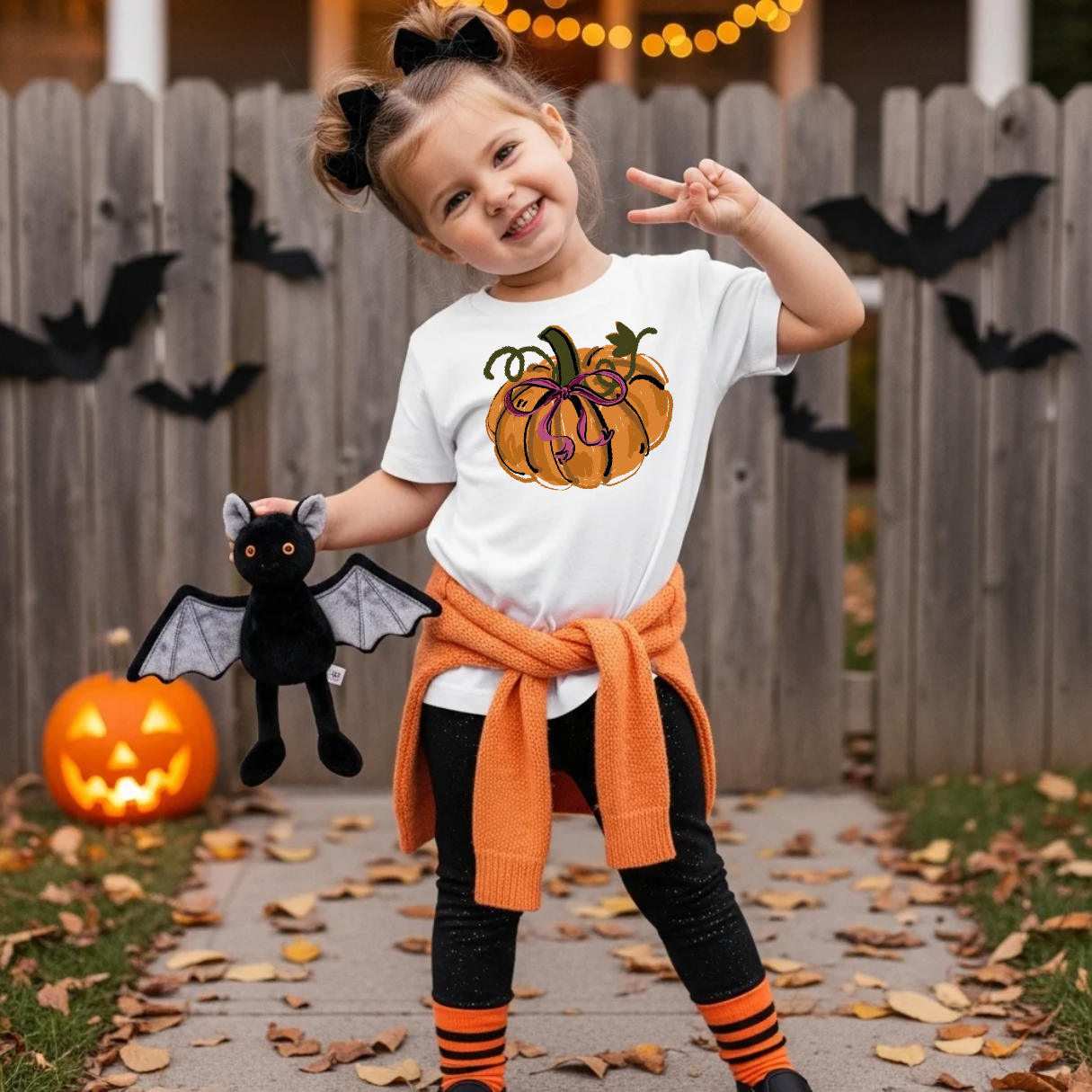 Watercolor Pumpkin Bow DTF Transfer