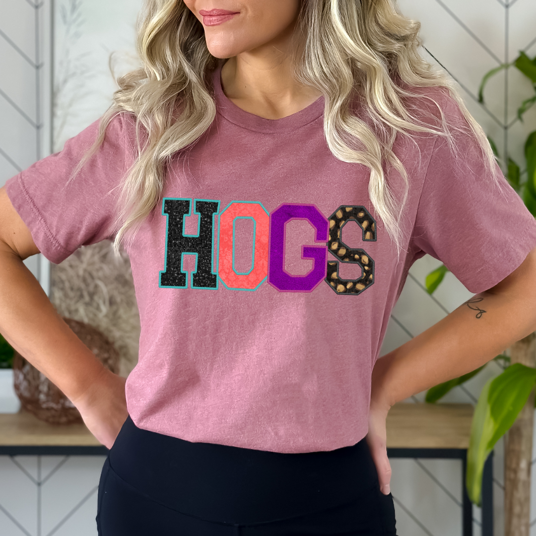 Hogs Rhinestone Letters DTF