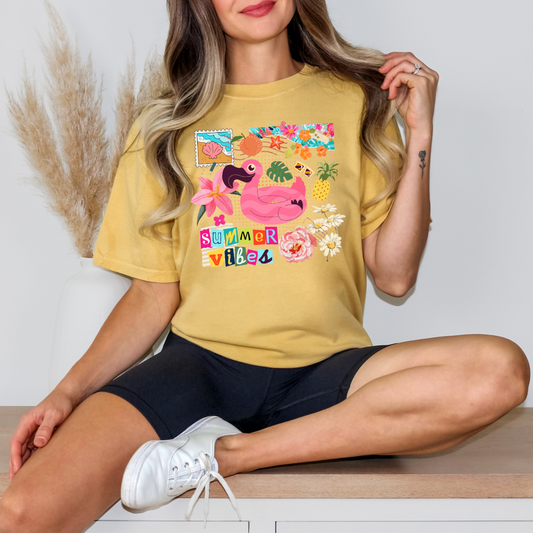 Summer Vibes Flamingo Collage DTF Transfer